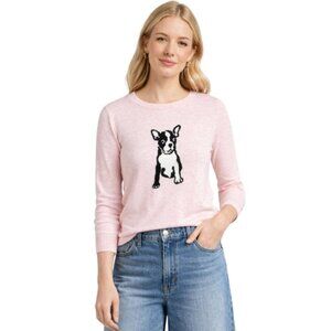 J. Crew Dog Sweater Long Sleeve Feminine Lightweight Knit Pink Women's Small